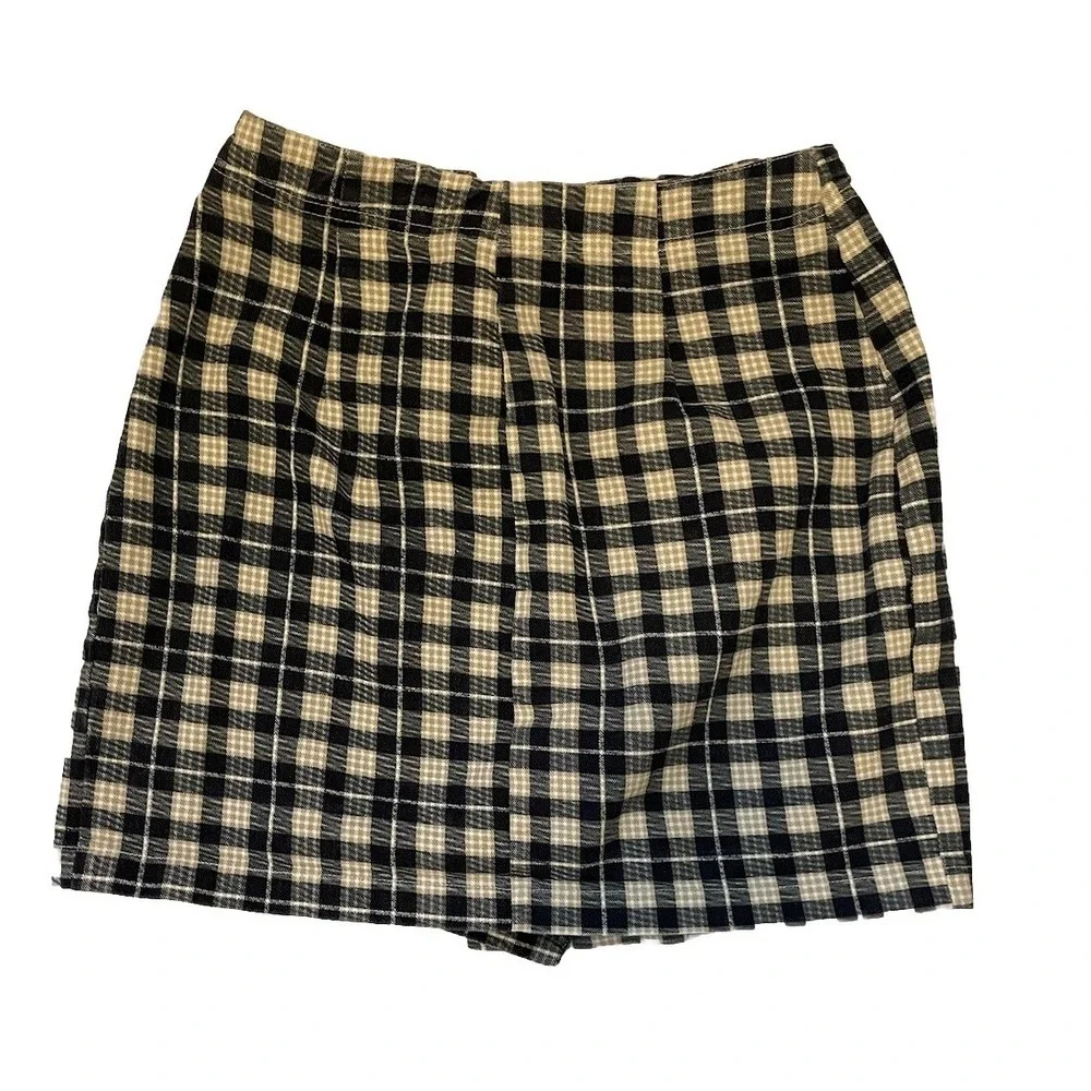Vtg Niki Lee‎ Denim Striped Button Wrap Skirt Womens Size 13 Mini Retro